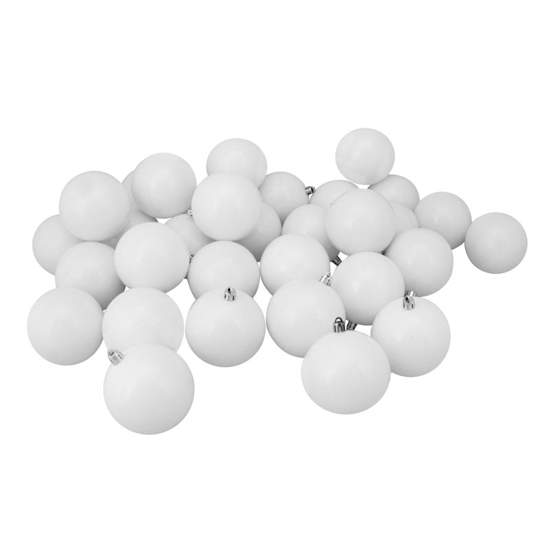 Boules de Noël incassables et brillantes 2,5 po (63 mm), Blanc