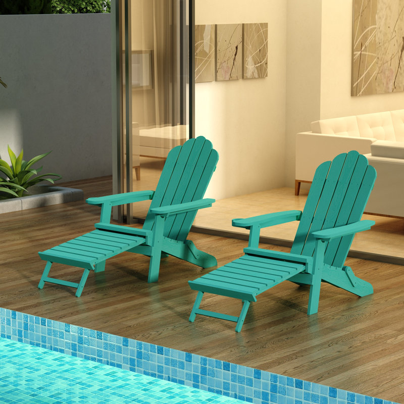 Chaise Adirondack pliante en plastique avec repose-pieds, Vert