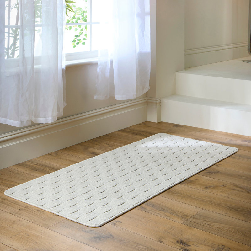 My Mat Sculptured Washable Basketweave Ivory Rug, Runner 67 x 150cm
