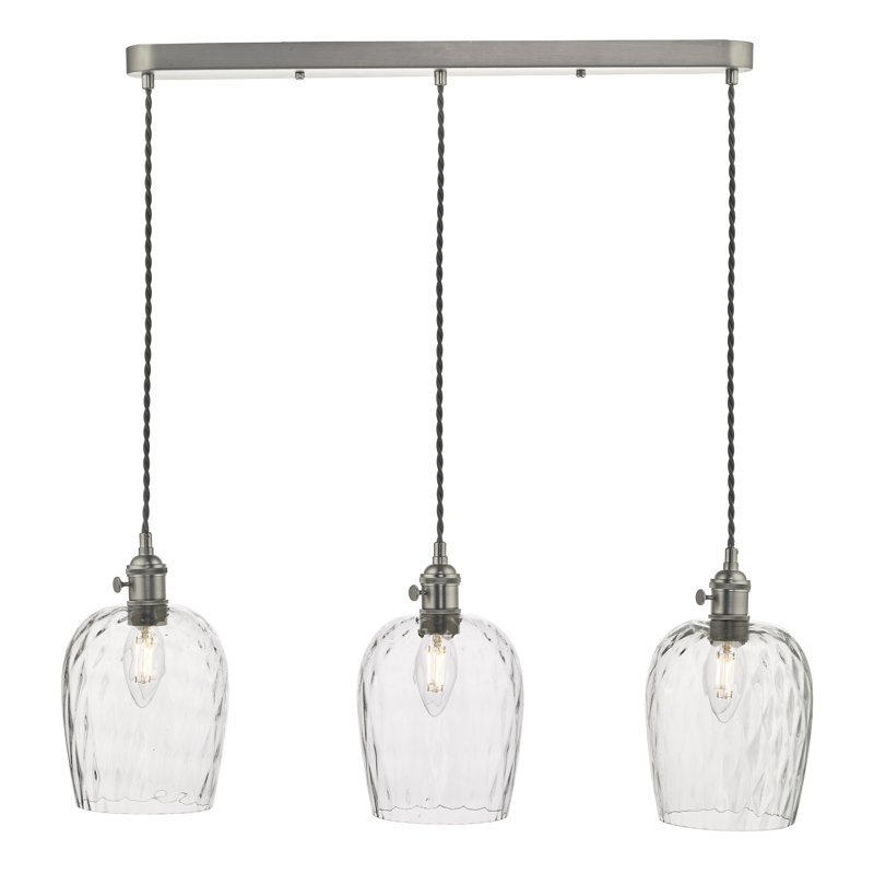 3 - Light Pendant, 252cm H x 58cm W x 58cm D, Antique Chrome