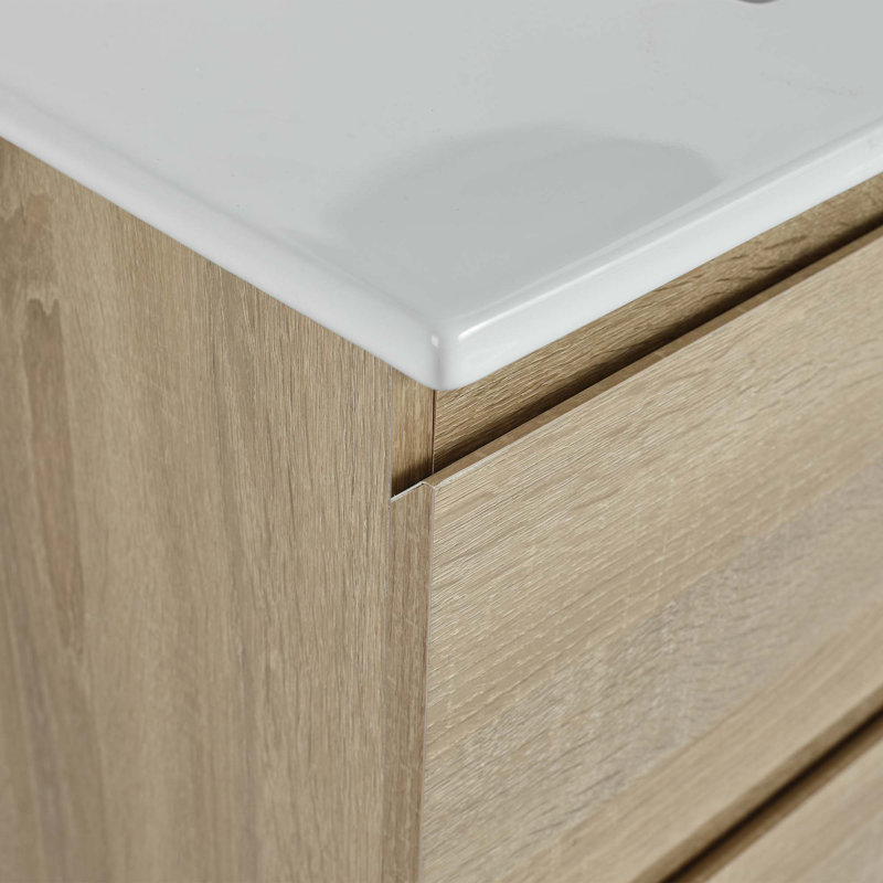 Wall-Mounted Bathroom Vanity With Ceramic Sink