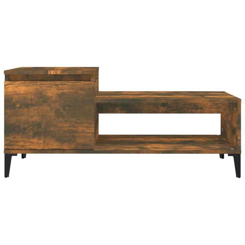 Four Leg Coffee Table with Storage, Smoked Oak
