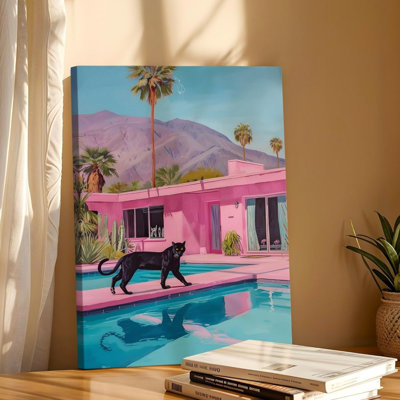 Art mural Mid-Century rétro avec impression de panthère 12 po x 18 po, animal sauvage dans les tons foncés pour le couloir de la chambre à coucher