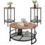 Ensemble de 3 tables basses rondes, table de salon industrielle de 31,5 po avec 2 tables d'appoint de bout, ensemble de tables basses et de tables de bout faciles à assembler avec pieds en métal, pour le bureau, le salon et l'appartement