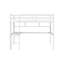 Lit mezzanine simple avec bureau et tablettes, barrière de sécurité et échelle, blanc