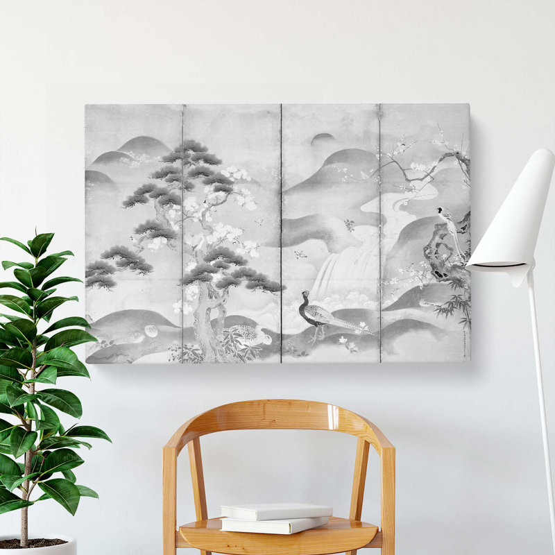 Birds & Flowers of the Four Seasons by Kano Tan'yu - Wrapped Canvas, 35cm H x 50cm W x 3cm D
