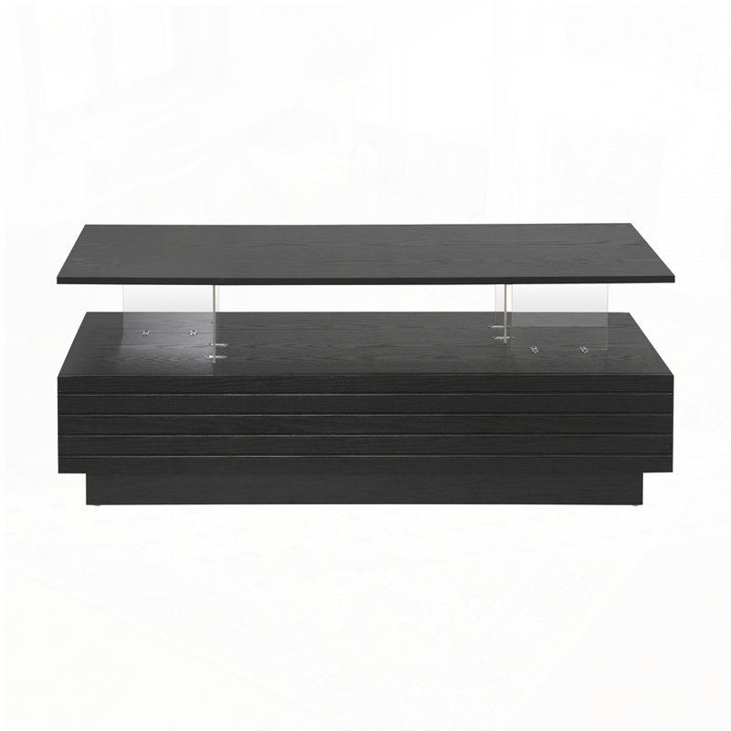 Table basse rectangulaire à 2 tiroirs à DEL, Noir