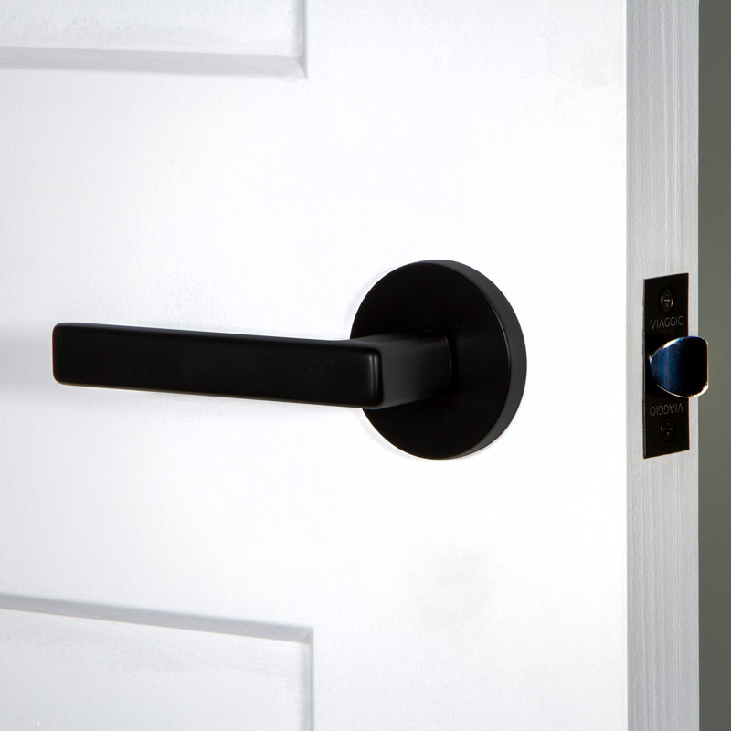 Viaggio Circolo Rosette Single Dummy with Lusso Lever, Satin Black, Left, Quadrato Rosette