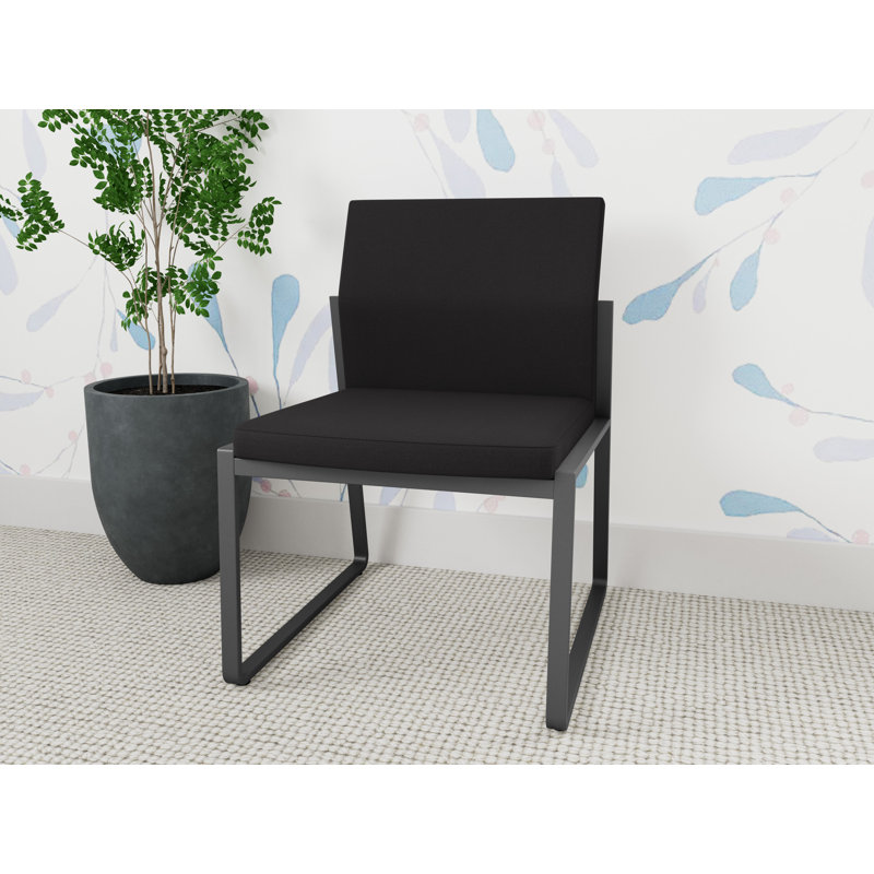 Chaise d'invité sans accoudoirs Gansett, Anthracite, Portes ouvertes en tissu noir