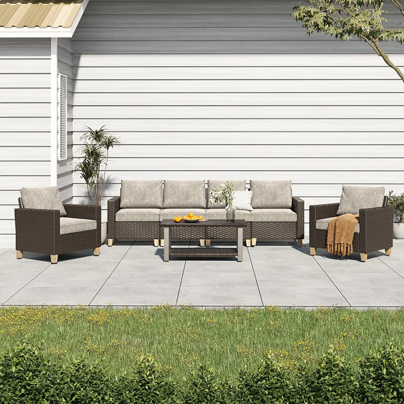 Umeh 6 - Person Modular Patio Conversation Set with Cushions