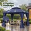 Gazebo de terrasse à double toit souple, structure en acier, 3,66 m x 3,66 m-136324530