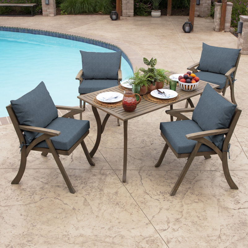 ARDEN Outdoor Dining Chair 4" Cushion, Denim Solid Color