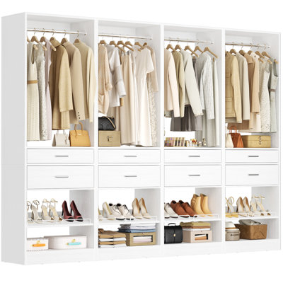 98"W Freestanding Closet With Hanging Rod And Drawer