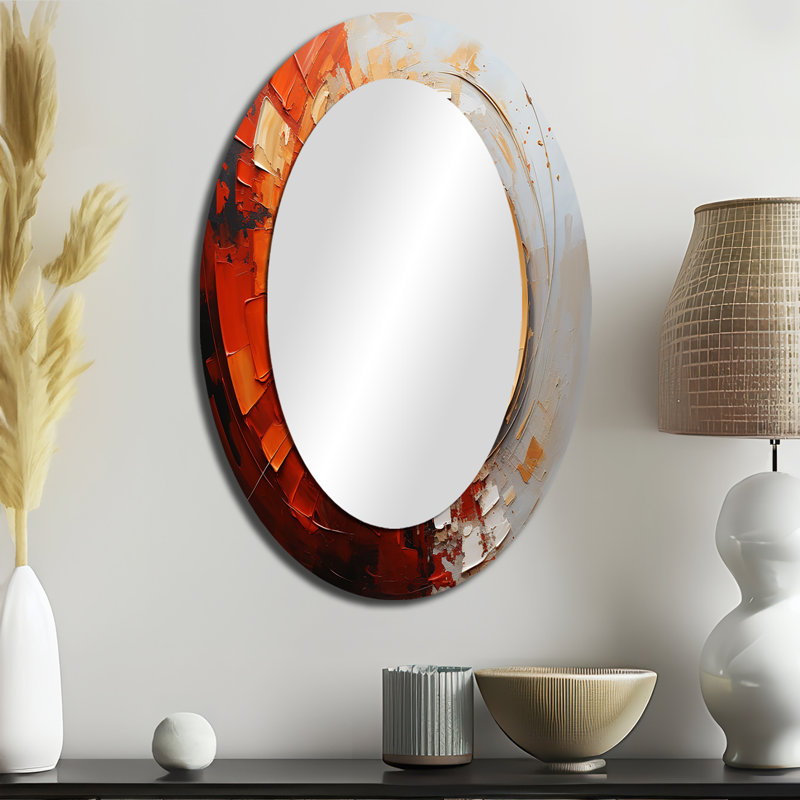 Energetic Spiralscape I - Abstract Oval Decorative Mirror On Metal, 36" x 24"