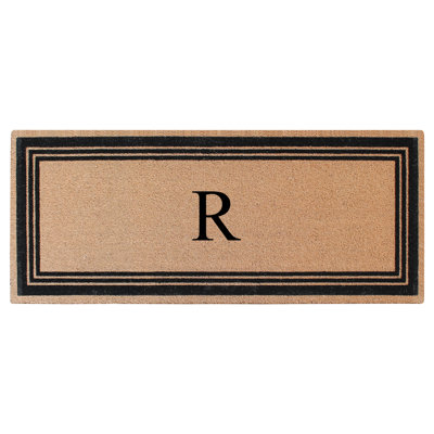 Paillasson monogrammé avec bordure classique en PVC naturel avec envers en PVC - robuste, anti-perte et facile à nettoyer