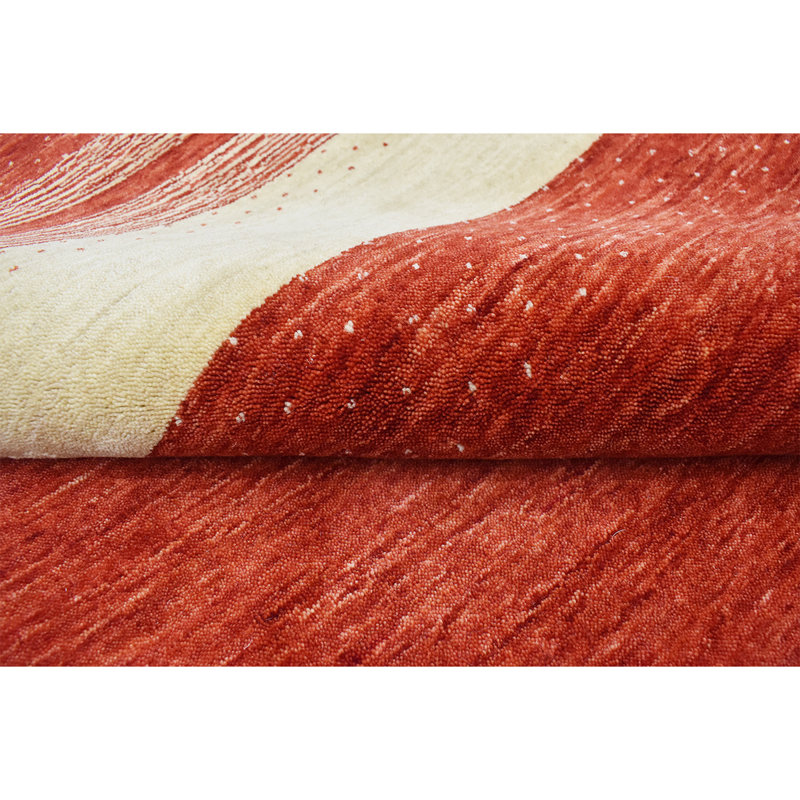 Wool Striped Area Rug in Red, Rectangle 6' x 9'
