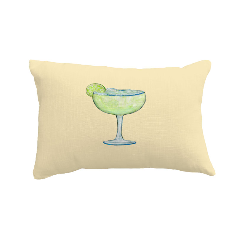 Margarita Outdoor Reversible Throw Pillow, Yellow