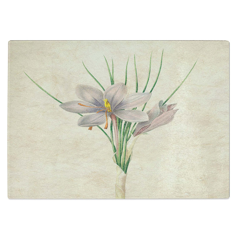 Tempered Glass Autumn Crocus Flowers Chopping Board, 39 cm W x 28.5 cm L