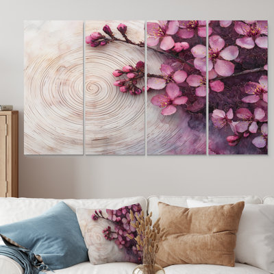 Arbre de cerisier en fleurs et paysage de cristal III - Art mural fleur de cerisier - Art mural traditionnel pour le salon