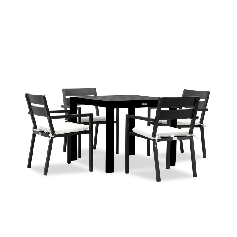 Pacifica Outdoor 5 - Piece Dining Set with Cushions, Canvas Regatta Sunbrella® Canvas, Black