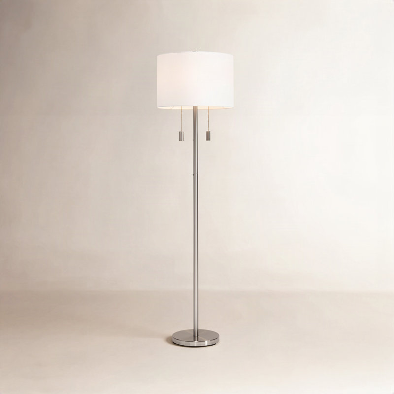 Senn 64'' Traditional Floor Lamp, Matte Silver