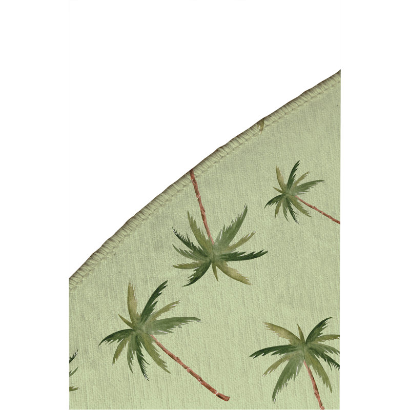 Summer Palms Outdoor Rug, Round 5'