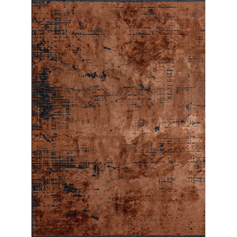 Orange/Black Camouflage Luxury Area Rug, Rectangle 7'10" x 11'2"