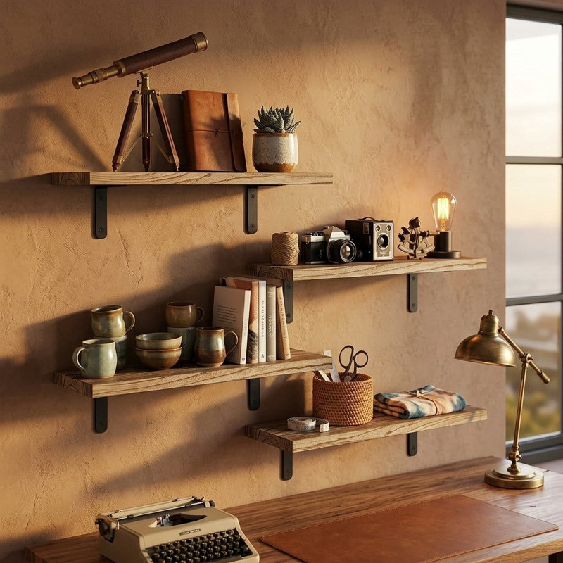 4 Piece Wood Floating Shelf