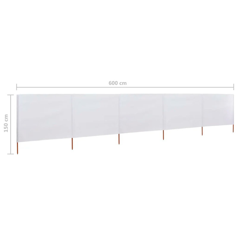 Braud Wood Folding Room Divider, 150cm H x 600cm W, Sand White