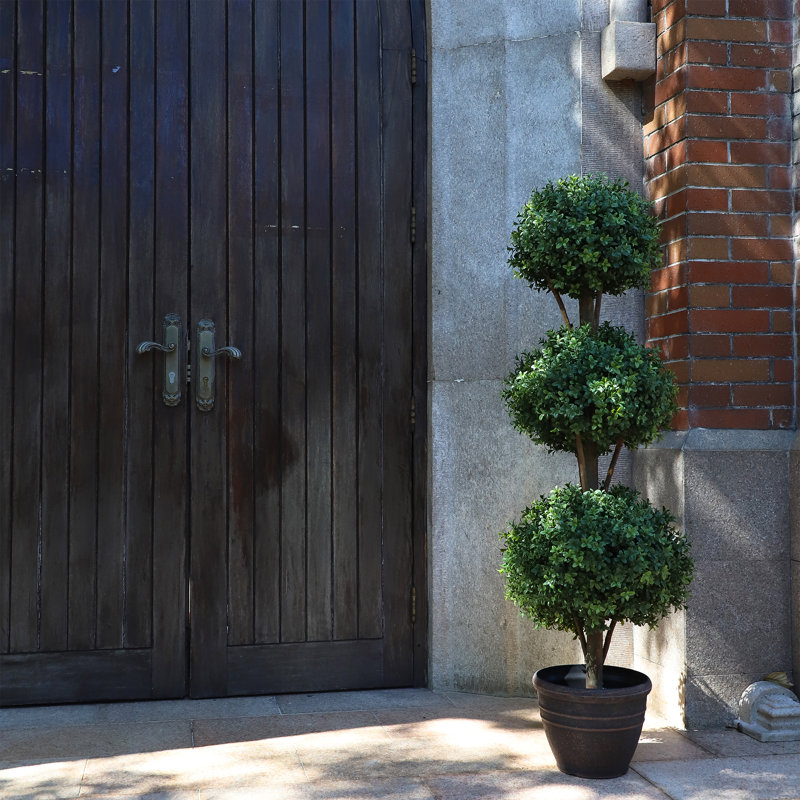 Artificial Boxwood Tree in Pot, 56'' H X 9'' W X 9'' D