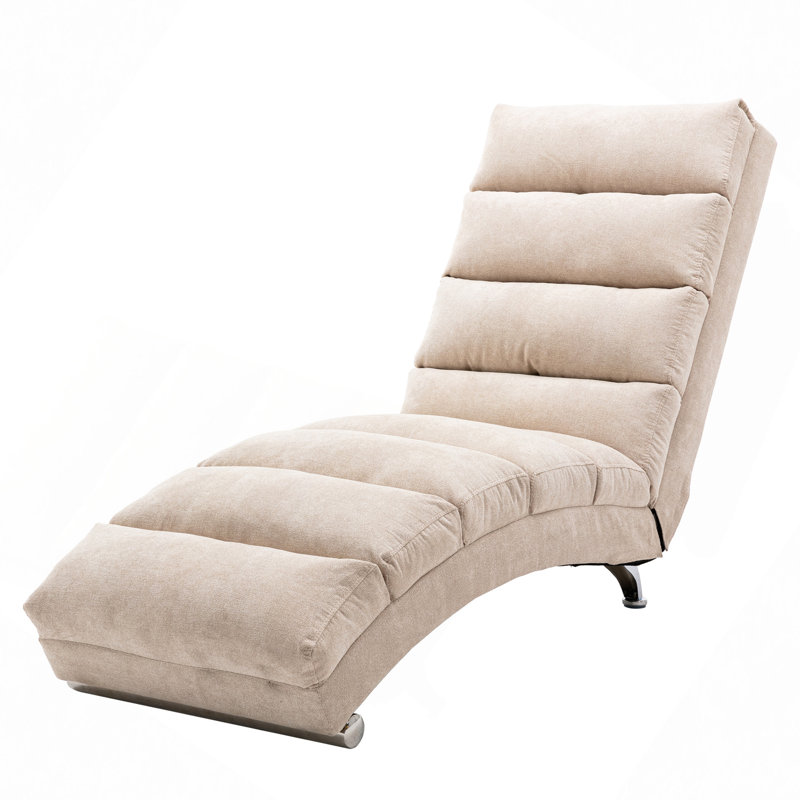 Upholstered Chaise Lounge Chair With Vibration For Relaxation, Modern Fixed Back Fabric Leisure Recliner Sofa For Living Room/Bedroom