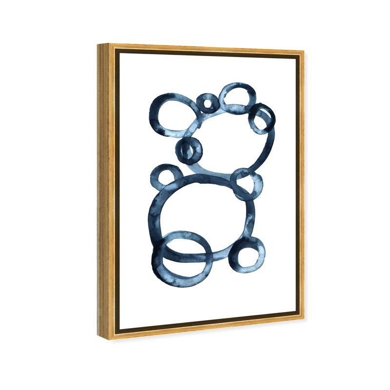 Modern Single Line Geometric Bear Print, Gold Framed, 54" H x 36" W