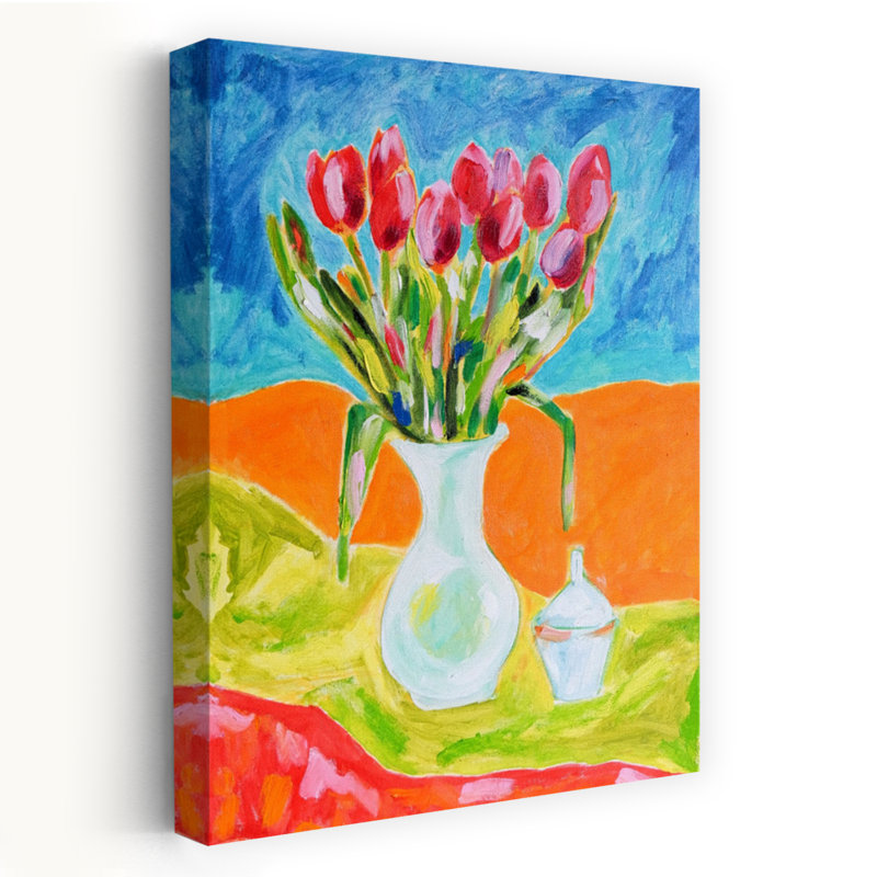 Art contemporain, tulipe contemporaine audacieuse, art printanier, H 60 po x l 40 po