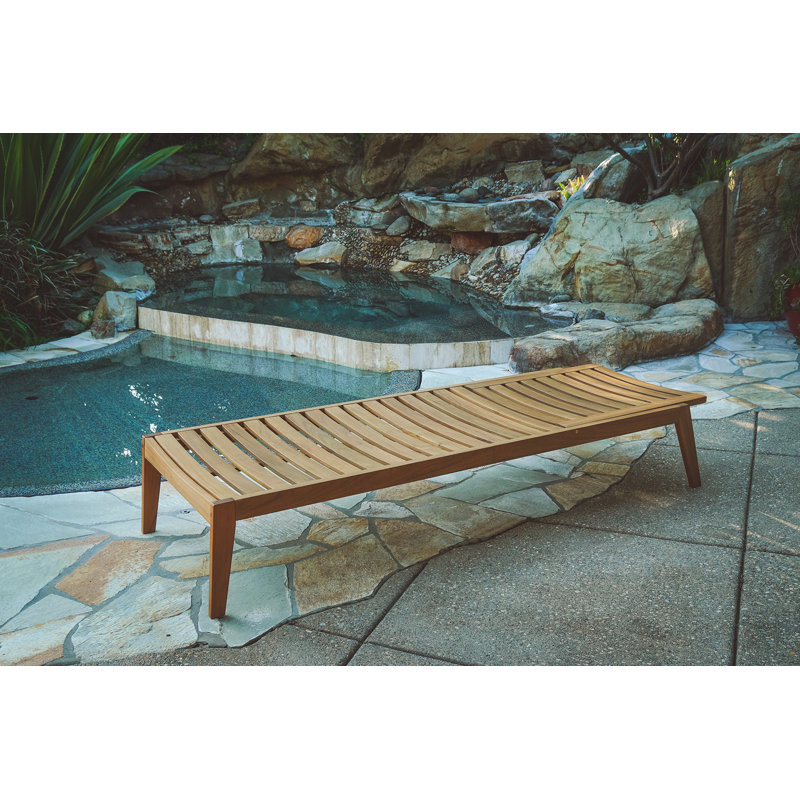 Byron Outdoor Eucalyptus Wood Chaise Lounge , Cushion Included