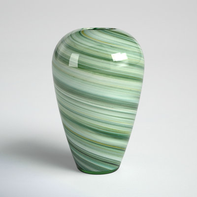 Fenton Glass Vase With Swirl Design - 8""Dia. X 11.5"" - Green -  Joss & Main, 70E1585F7BC7453E86CC2D1418241A12