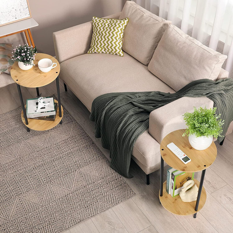 Round Side Table For Living Room, End Tables Living Room Set Of 2, Accent Table For Small Spaces, Round Nightstand For Bedrooms