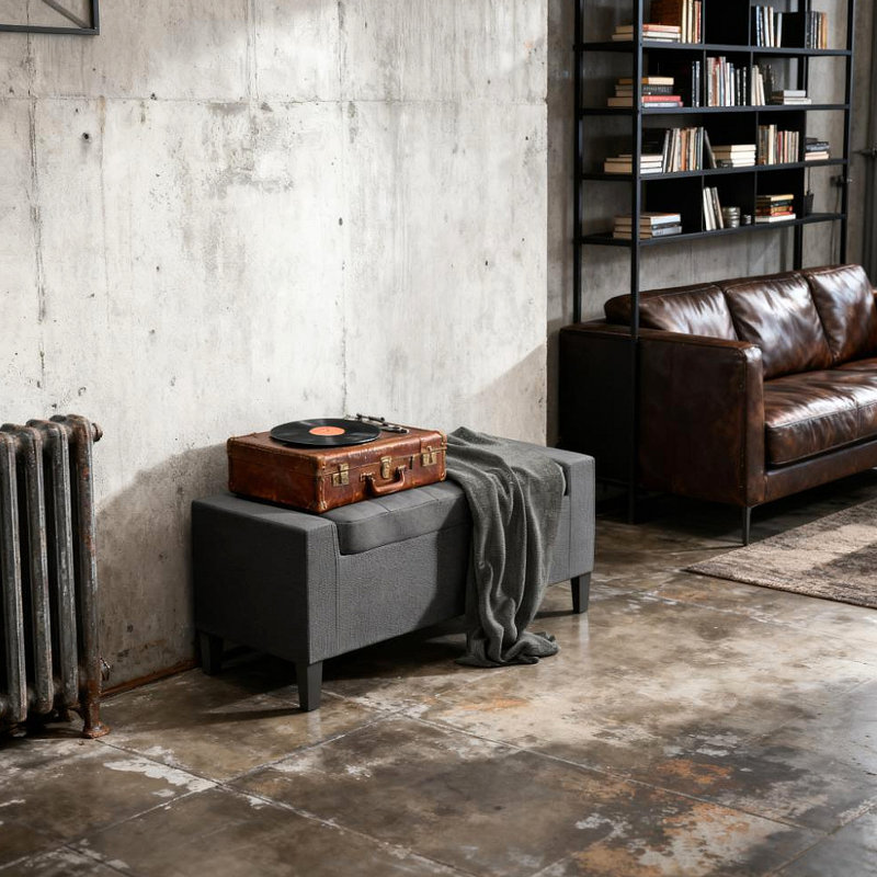 Banc de hall d'entrée rembourré avec assise, banc de repose-pieds avec rangement, plateau relevable et pieds en bois d'hévéa
