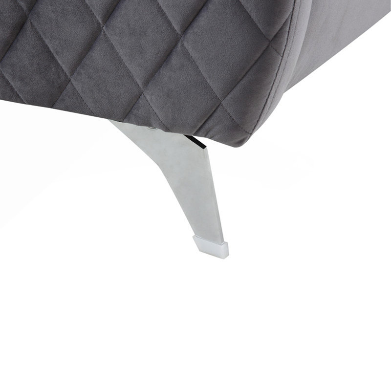Fauteuil d'appoint moderne en velours gris 36 "Sofia, Argent argent