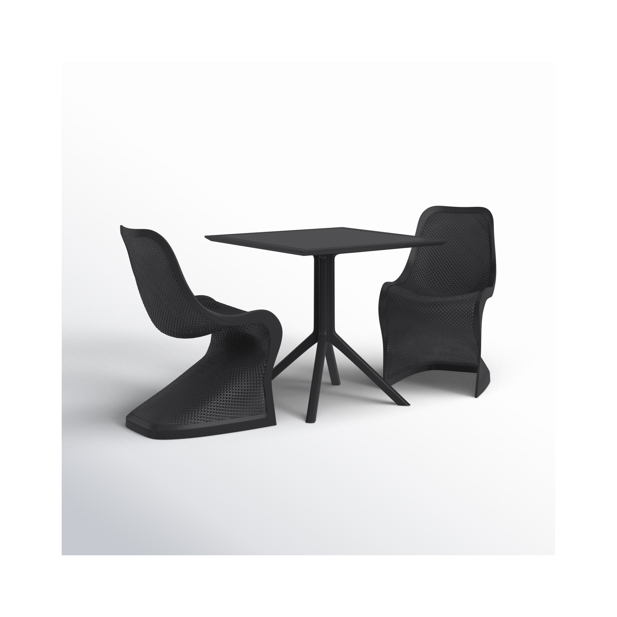 Farrah Patio 3 Piece Bistro Set, Black