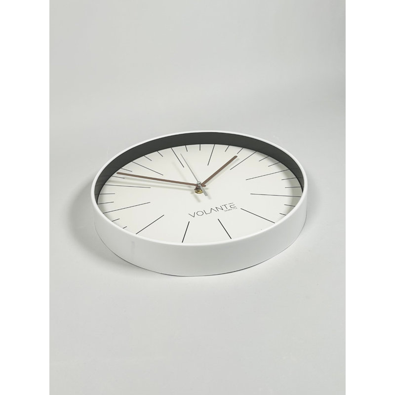 Elegant Decorative Wall Clock, 11.8 in Diameter, White & Bronze | 100% Plastic with Real Glass Cover, Thickness: 1.8 in | Stylish Addition to Home Décor, Perfect for Living Room & Office Spaces