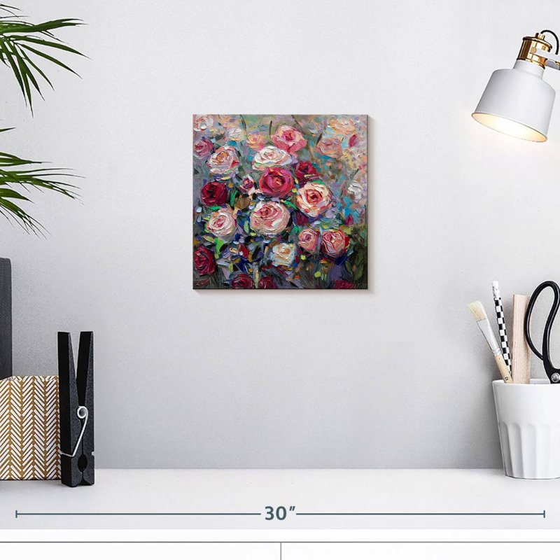Harnek roses en fleurs, H 10 po x l 10 po