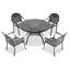 (Coussins de couleurs aléatoires) Ensemble 5 pièces de meubles de patio en aluminium coulé avec coussins
