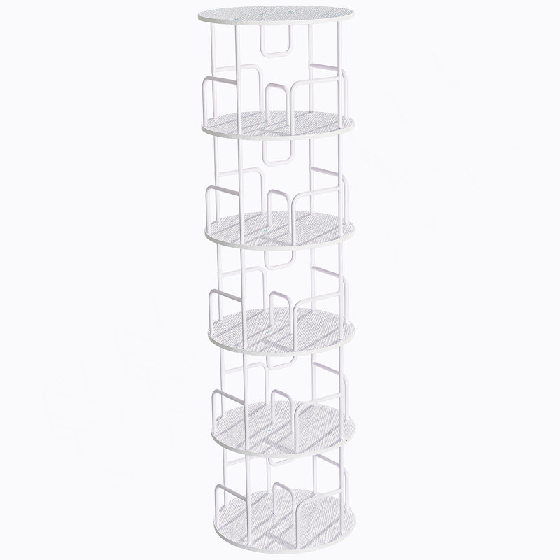 Tour à bibliothèque pivotante à 360 degrés à 5 niveaux avec conception peu encombrante et fonctionnalité de plateau tournant lisse pour l'organisation à la maison.