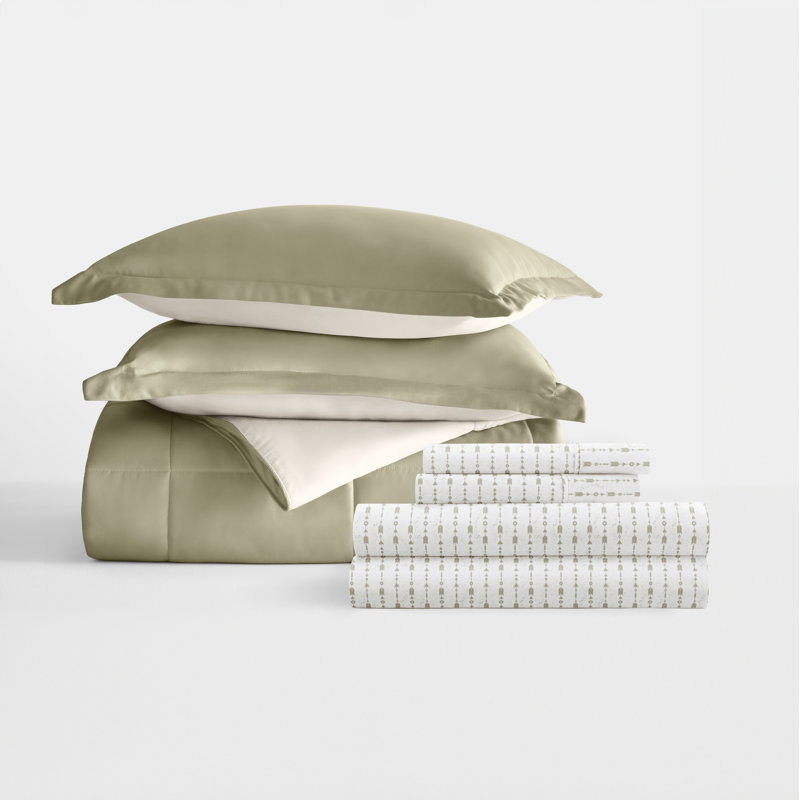 Full Sage Reversible Microfiber Bed in a Bag Set