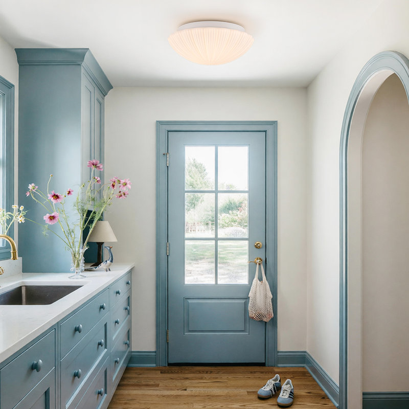 French Style LED Seashell Round Scalloped Semi Flush Mount