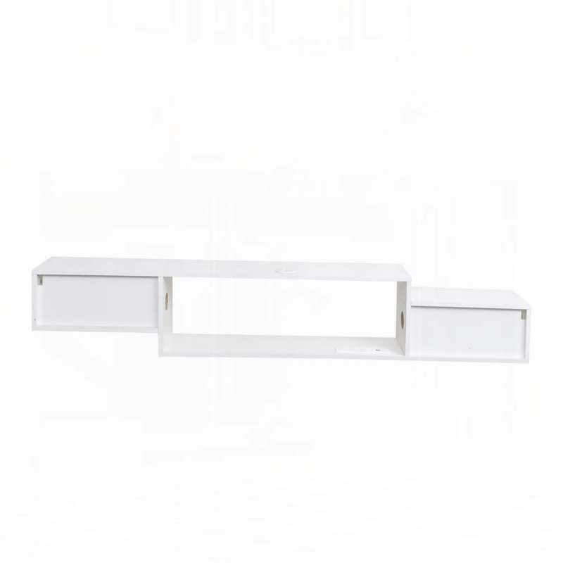 Mounted Floating Bookshelf with LEDs and Charging Station, White