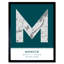 Munich Germany City Map Teal 1 Piece Single Picture Frame Wall Art