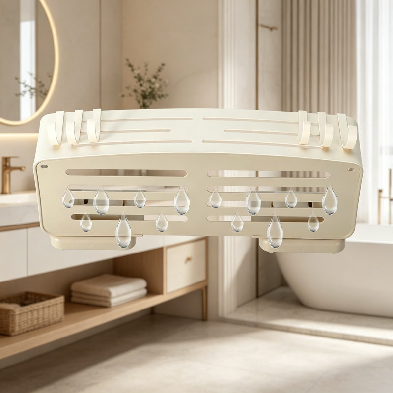 Organisateur de douche à ventouse en aluminium antidérapant avec 12 crochets, paquet de 2, rectangulaire