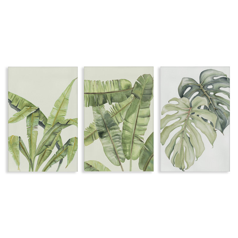 Ensemble de 3 toiles de la collection feuilles tropicales, design par Errico & Slyp, H 24 po x l 48 po