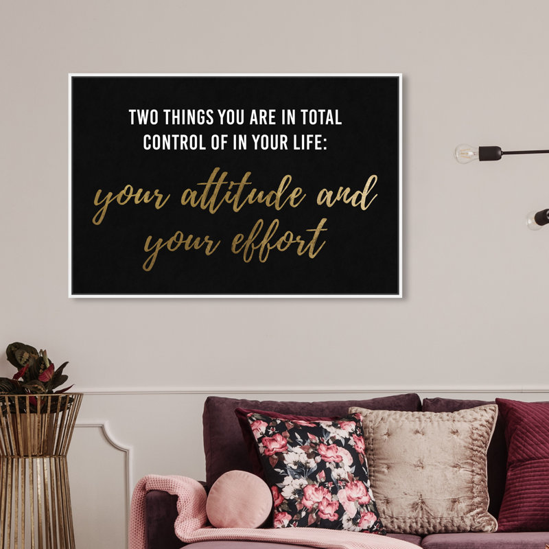 «Attitude and Effort», reproduction d'art sur toile, H 24 po x l 36 po x 1,5 po, Toile encadrée, Blanc